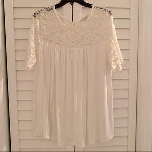 Green Envelope Ivory Lace Detail T-shirt